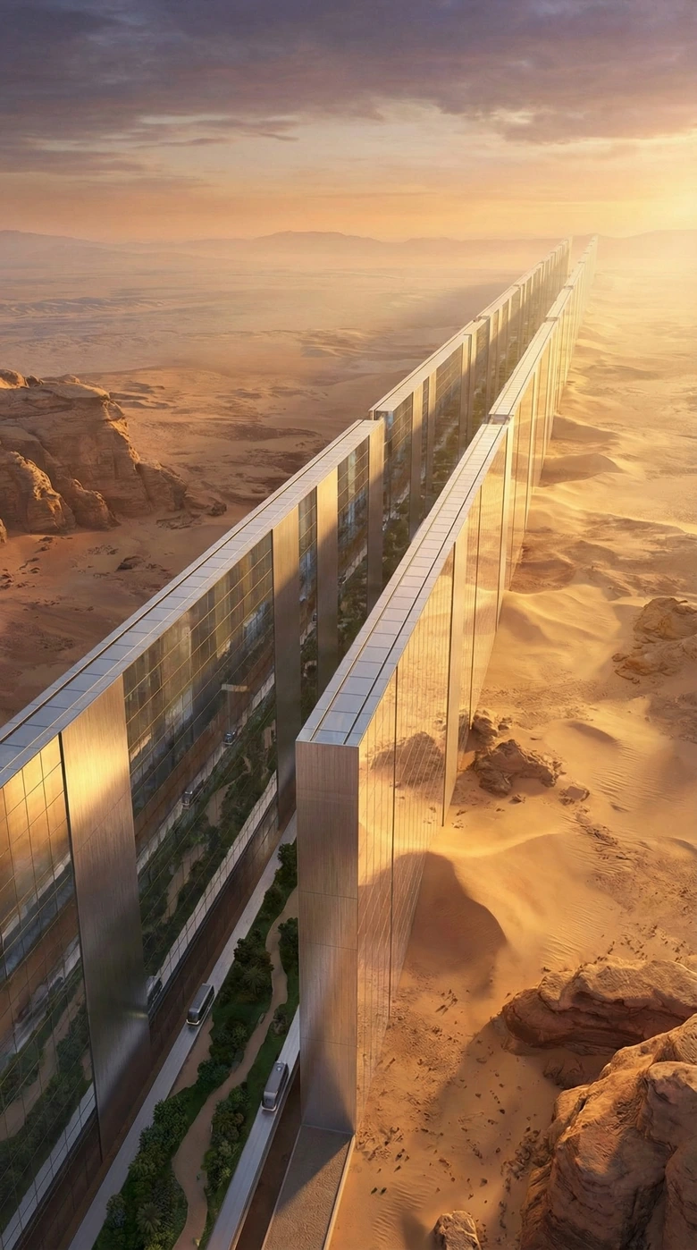 The Line, NEOM — A mirrored horizon carved through the desert of the future.
